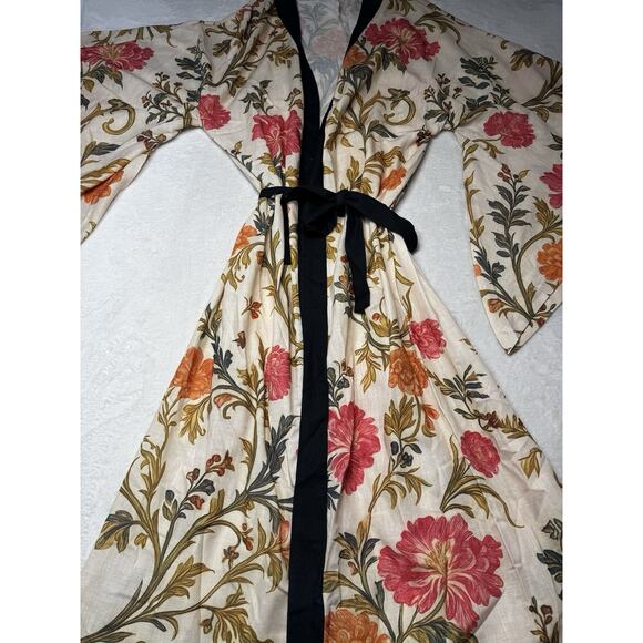 Bonnjournée Floral Kimono Robe Belt Longline Lightweight Duster Bell Sleev SZ SM - Picture 6 of 12